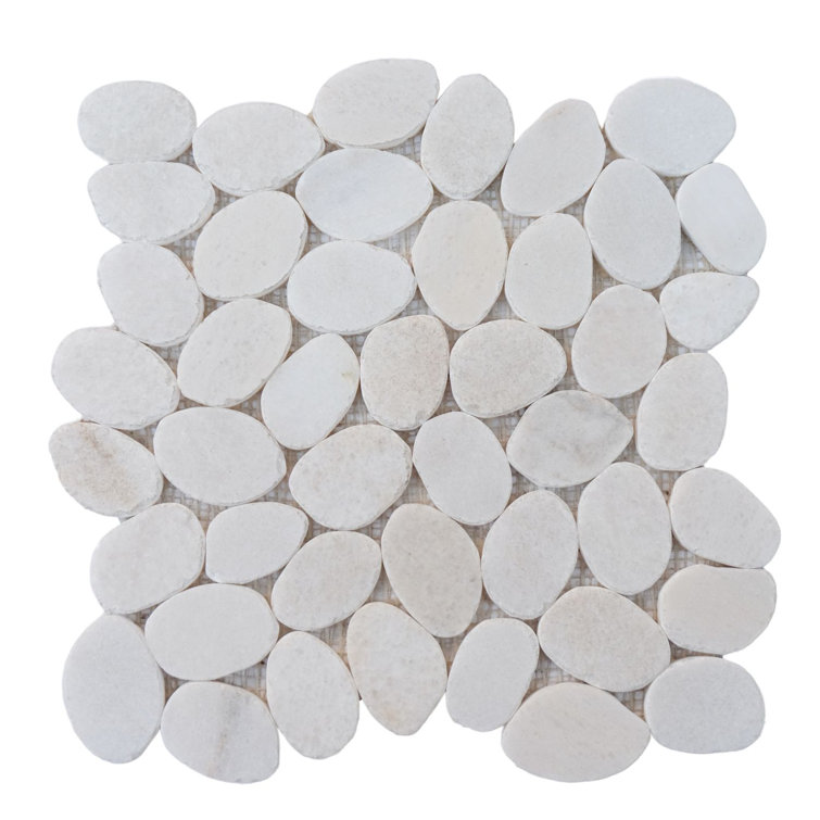 Snow White Natural Stone Pebble Mosaic Tile for Bathroom and Outdoor