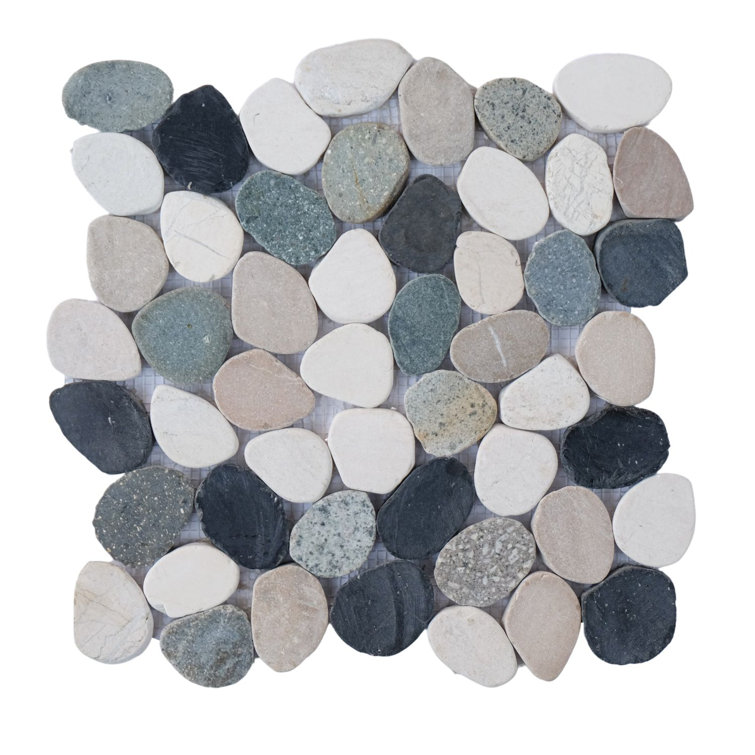 Ibiza 12" x 12" Natural Stone Pebble Mosaic Tile for Kitchen and Bathroom