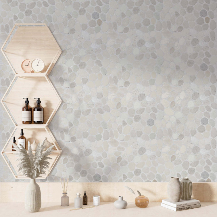 White Natural Stone Pebble Mosaic Tile for Walls and Floors