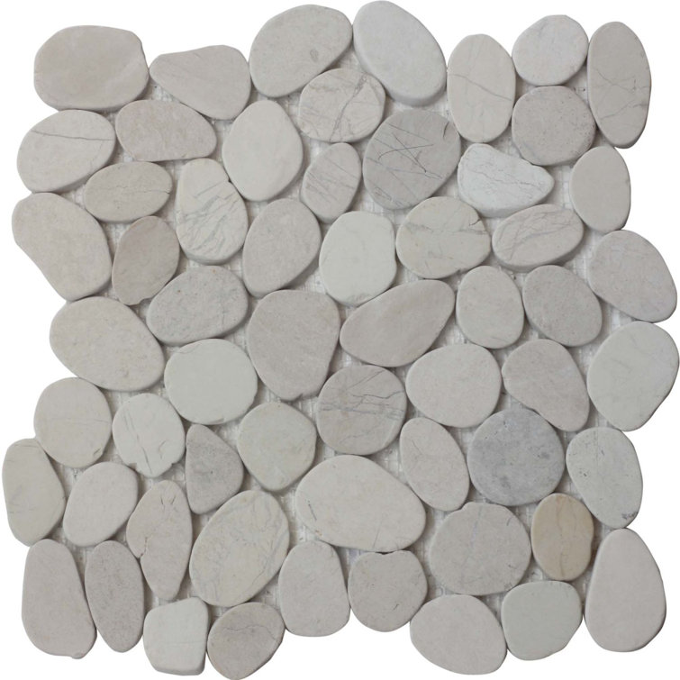 White Natural Stone Pebble Mosaic Tile for Walls and Floors