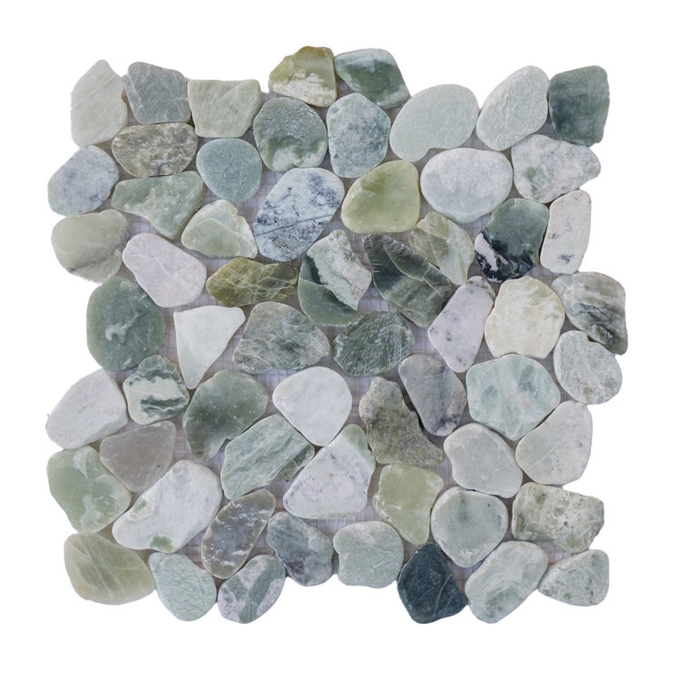 Ocean Green Natural Stone Pebble Mosaic Tile 12" x 12"
