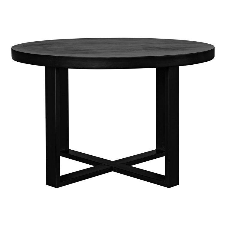 Maisara 47'' Black Stone and Steel Outdoor Dining Table