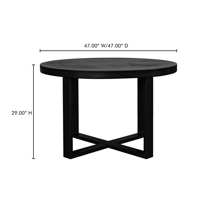 Maisara 47'' Black Stone and Steel Outdoor Dining Table