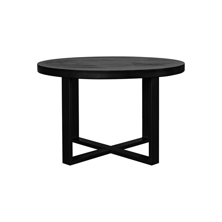 Maisara 47'' Black Stone and Steel Outdoor Dining Table