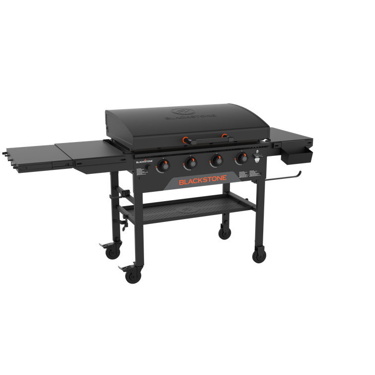 Black Stainless Steel 36" Cart Style Griddle with Hood