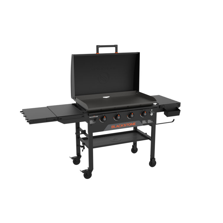 Black Stainless Steel 36" Cart Style Griddle with Hood