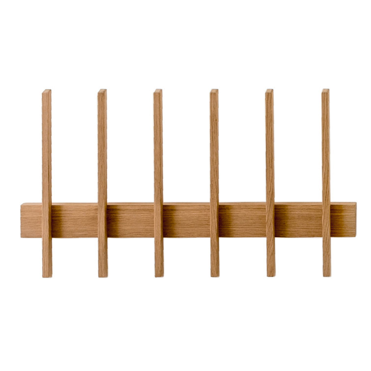 Ash Solid Wood Six-Hook Wall Mounted Coat Rack