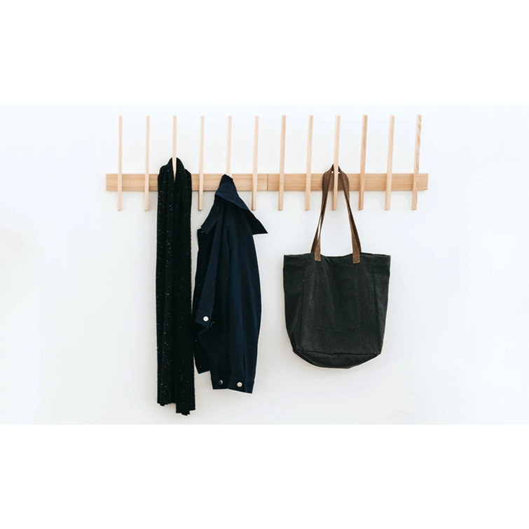 Ash Solid Wood Six-Hook Wall Mounted Coat Rack