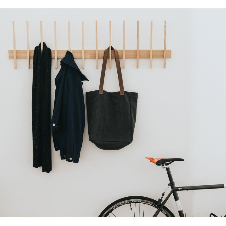 Ash Solid Wood Six-Hook Wall Mounted Coat Rack