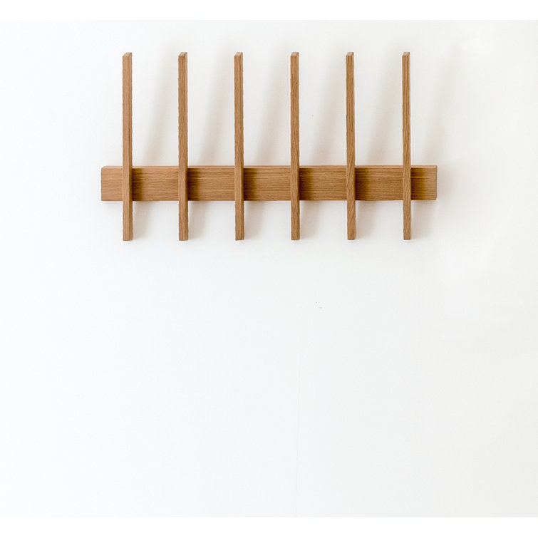Ash Solid Wood Six-Hook Wall Mounted Coat Rack