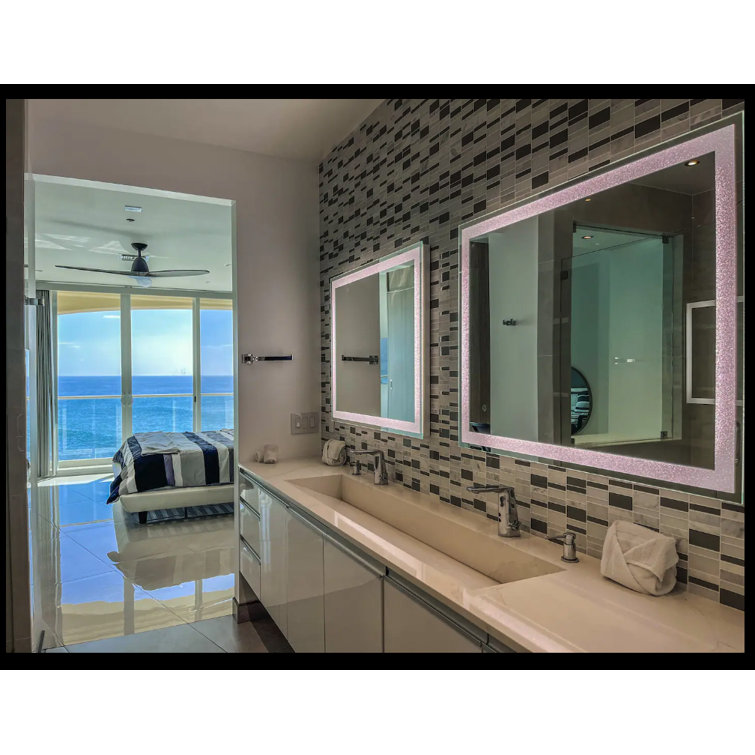 Luxury Crystal 48"x36" Frameless LED Bathroom Vanity Mirror