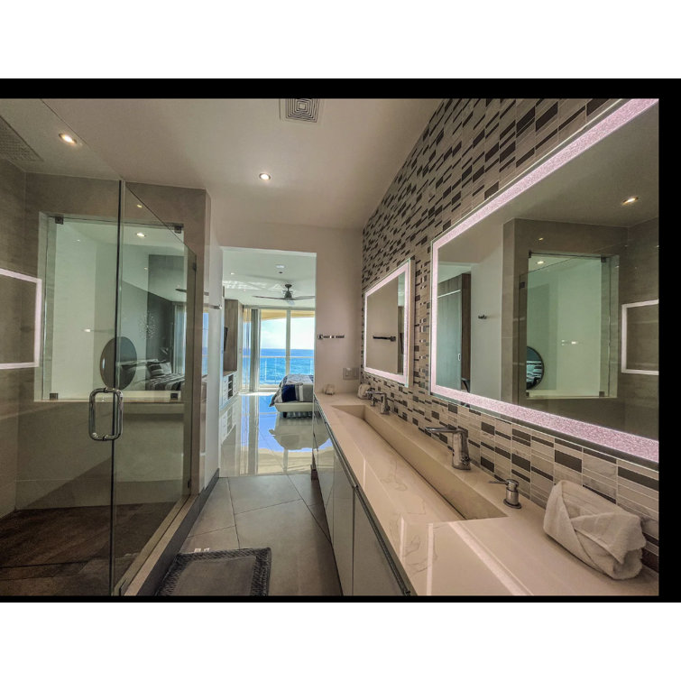 Luxury Crystal 48"x36" Frameless LED Bathroom Vanity Mirror