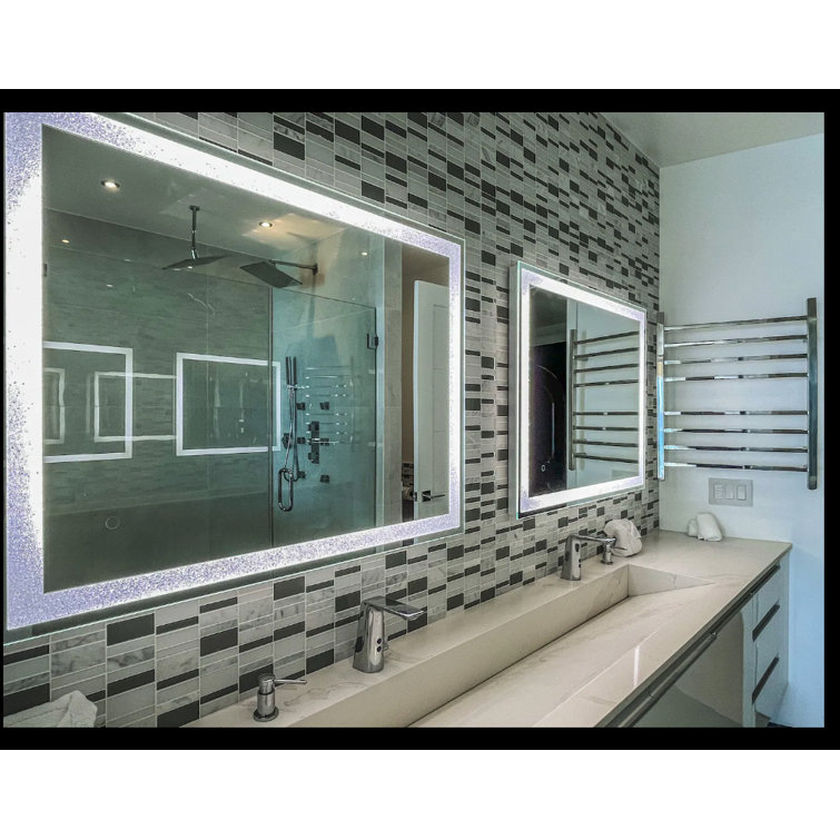 Luxury Crystal 48"x36" Frameless LED Bathroom Vanity Mirror