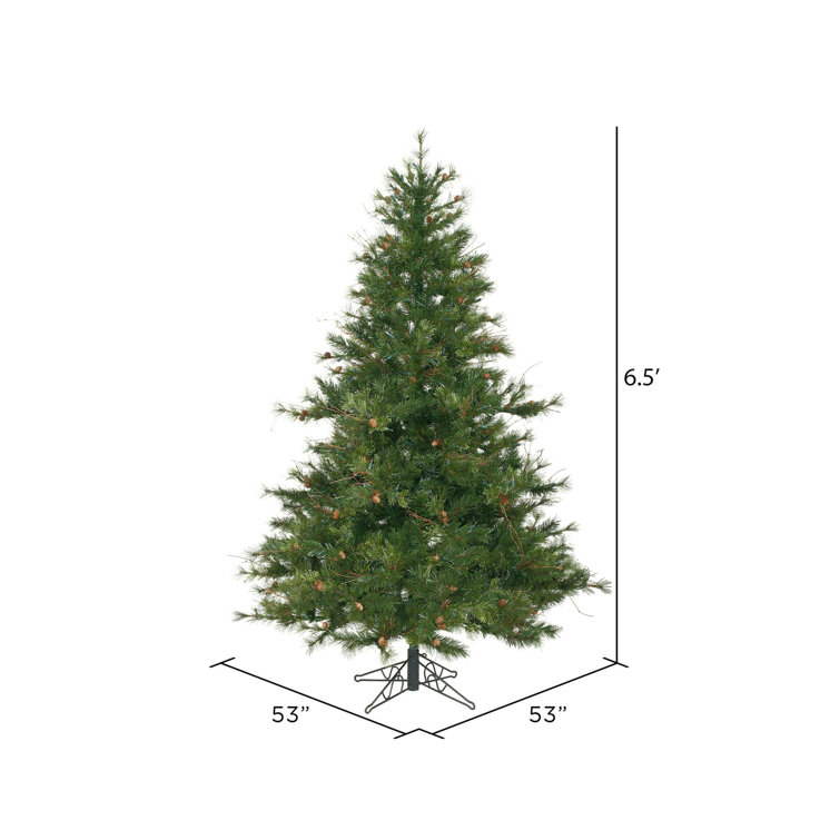 6.5' Green Pine Artificial Christmas Tree with Pine Cones