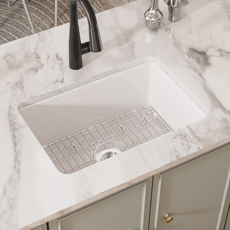 Oslo White Fireclay Single Bowl Drop-In Kitchen Sink