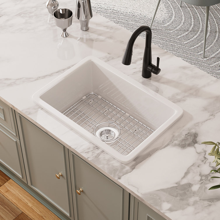 Oslo White Fireclay Single Bowl Drop-In Kitchen Sink