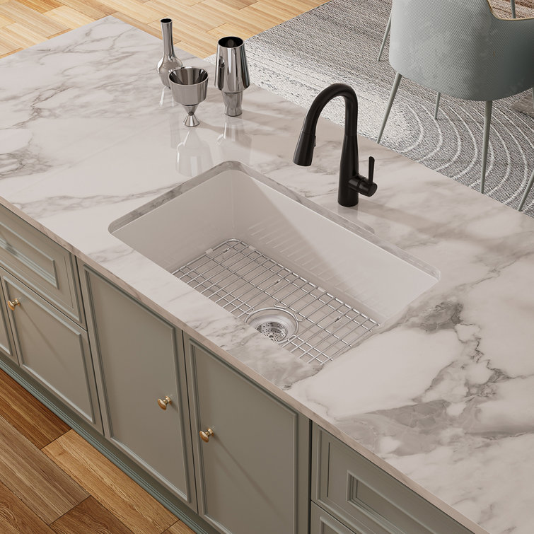 Oslo White Fireclay Single Bowl Drop-In Kitchen Sink