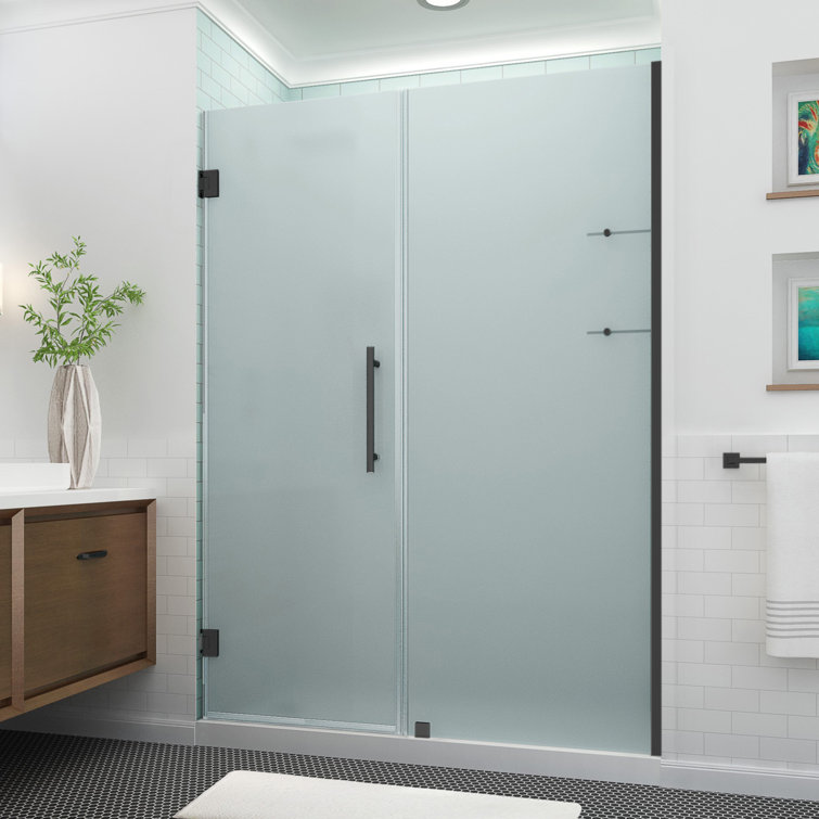 Belmore GS Matte Black Frosted Glass Frameless Hinged Shower Door