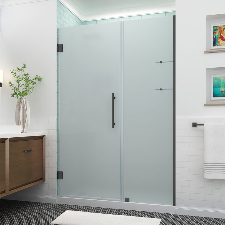 Belmore Frosted Tempered Glass Frameless Hinged Shower Door