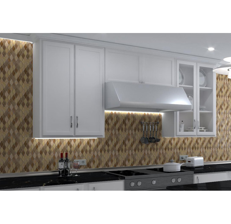 Annabelle Umber Glass and Stone Arabesque Mosaic Tile
