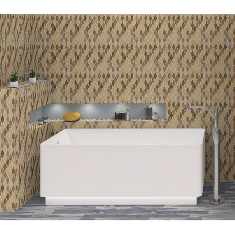 Annabelle Umber Glass and Stone Arabesque Mosaic Tile