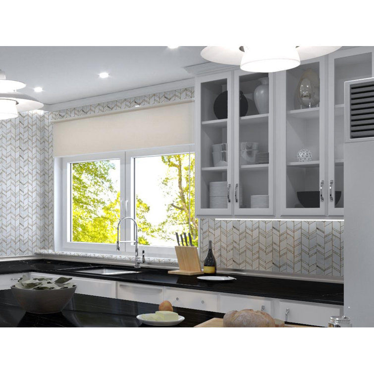 Casia Polished White Marble Chevron Mosaic Wall Tile