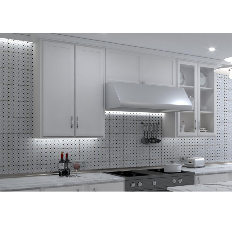 Bliss 8" Black and White Porcelain Patterned Tile