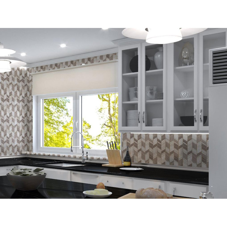 Casia Polished Brown Marble Chevron Mosaic Wall Tile