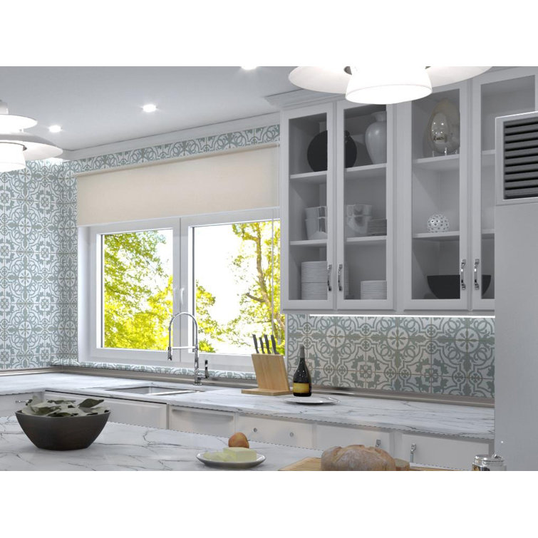 Bliss 8" Gray and White Porcelain Moroccan Wall and Floor Tile