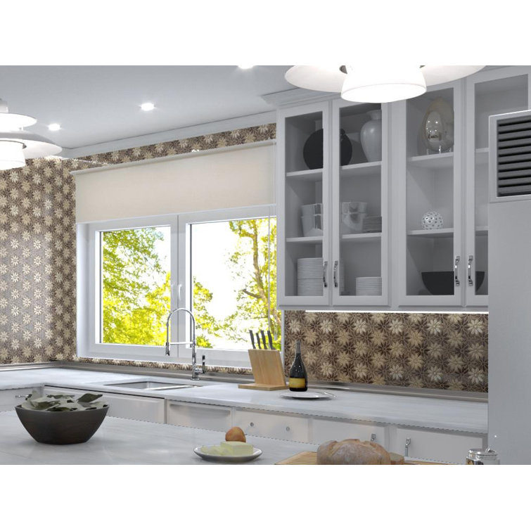 Fresh Dark and Light Brown Floral Mosaic Wall Tile