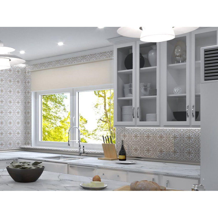 Bliss 8" Brown and White Porcelain Patterned Tile