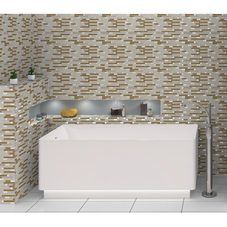 Happy Linear Brown Polished Marble Mosaic Tile