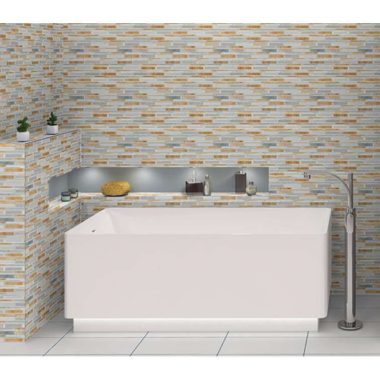 Knoll Orange and White Marble Mosaic Tile