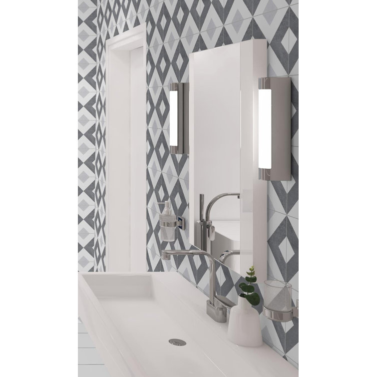 Luv Ahava 8" Gray and White Geometric Porcelain Tile
