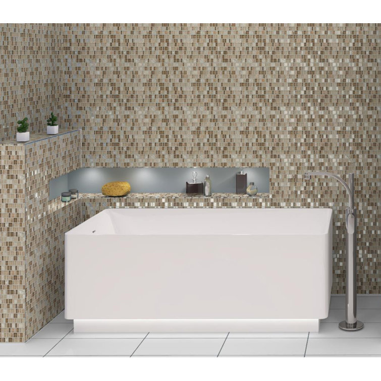 Quest Brown Marble and Glass Mosaic Tile