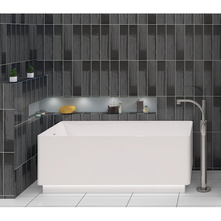 Perfecto Marvelli 4'' x 16'' Black Glazed Ceramic Subway Tile