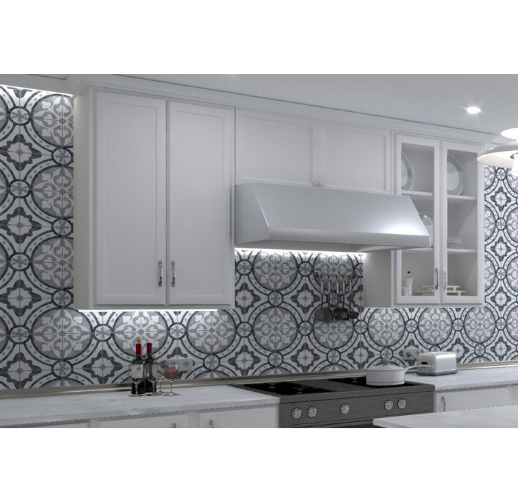 Luv Passion 8" Gray and Blue Porcelain Tile