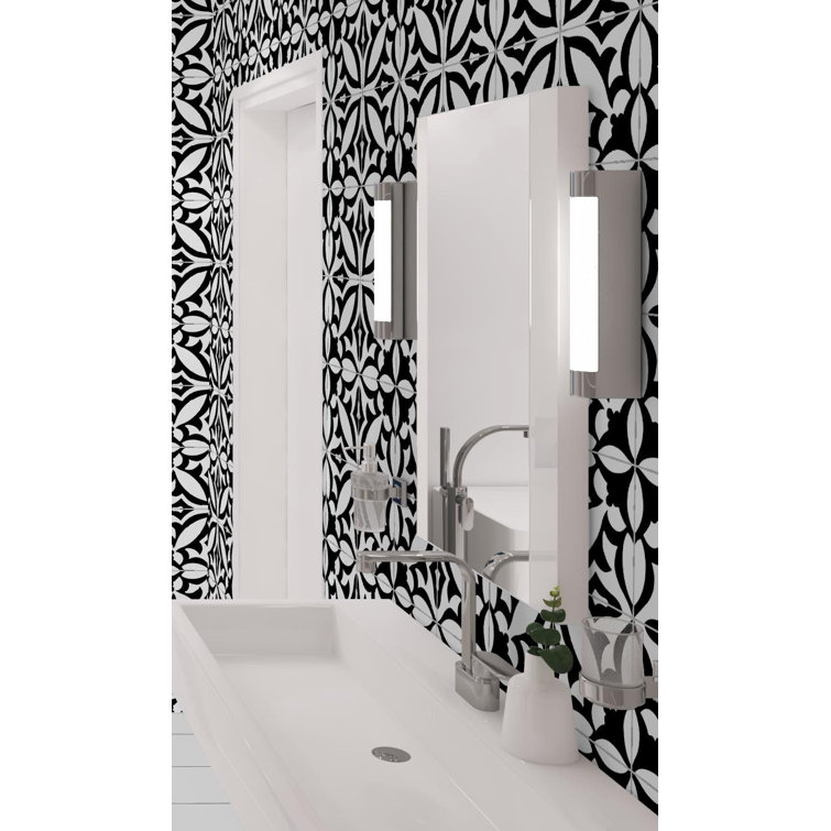 Luv Ti'Amo 8" Black and White Porcelain Encaustic Tile