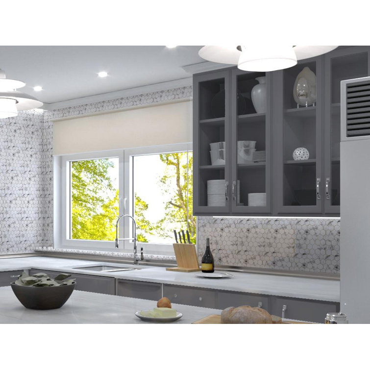 Sculpt Gray Hexagon Glass Mosaic Tile for Kitchen and Bathroom