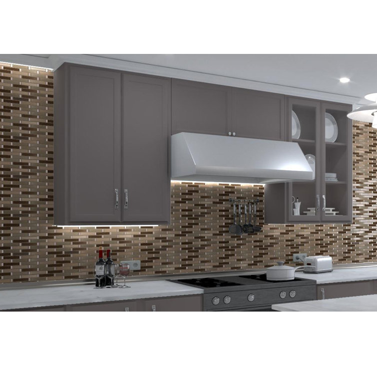 Saga Matte Brown Glass and Marble Mosaic Tile