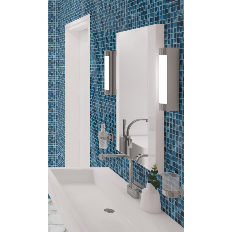Mediterranean Blue Polished Glass Mosaic Tile for Kitchen and Bathroom