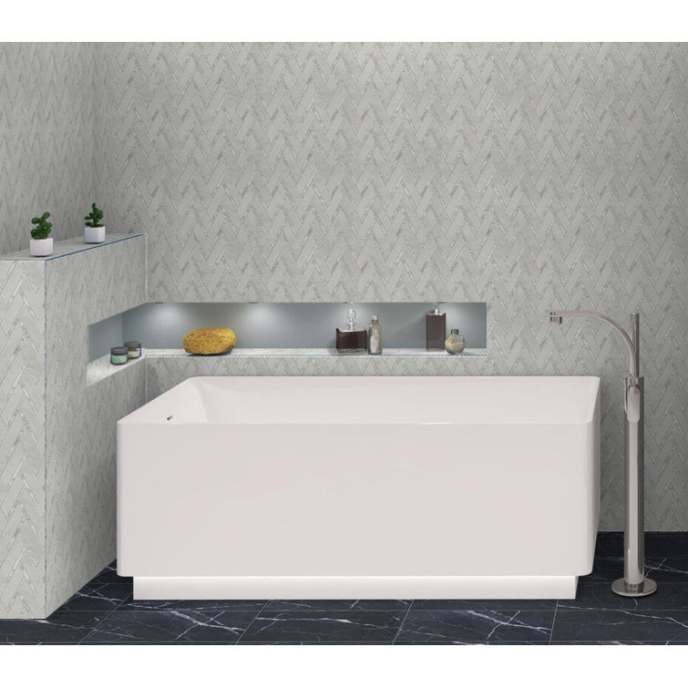 Skylar Polished Silver Chevron Marble Mosaic Tile