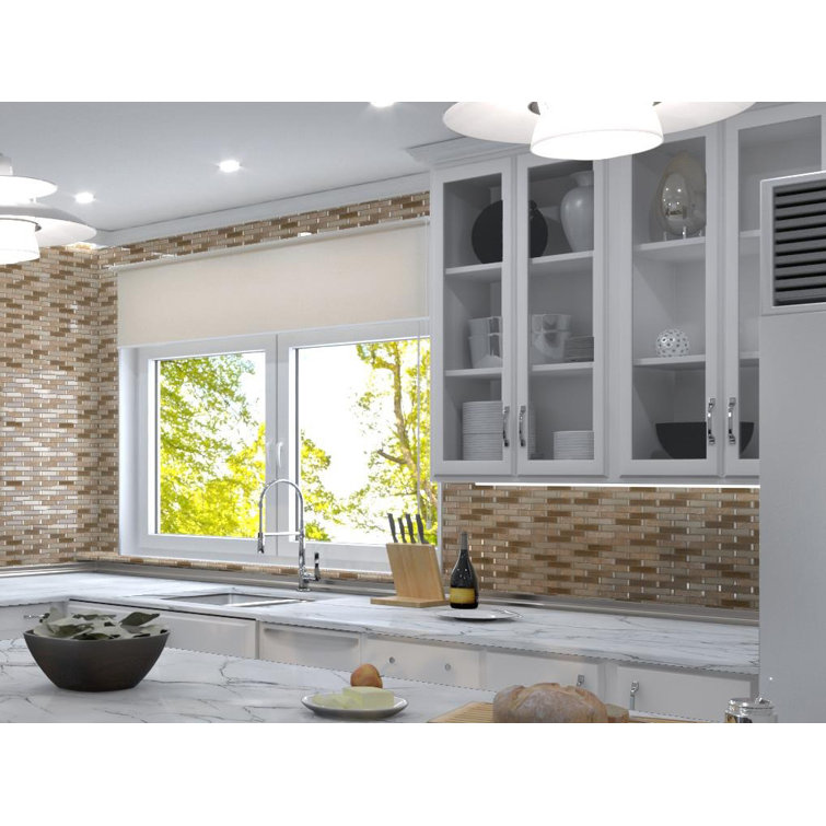Saga Matte Brown Glass and Marble Mosaic Wall Tile
