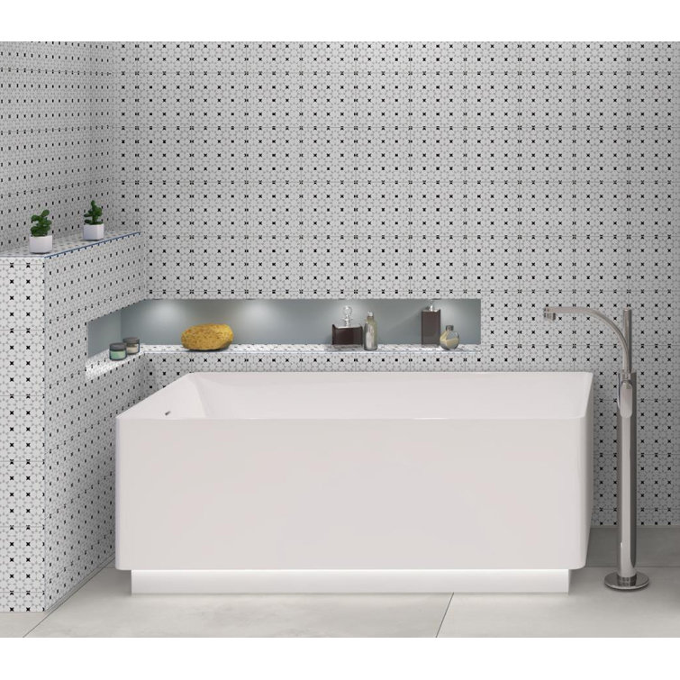 Bliss 8" Black and White Porcelain Patterned Tile