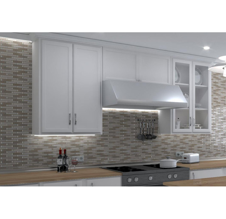 Saga Heroic Beige Glass and Marble Brick Joint Mosaic Tile