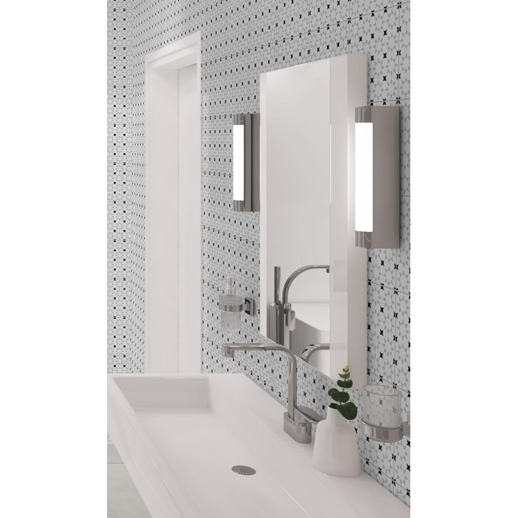 Bliss 8" Black and White Porcelain Patterned Tile