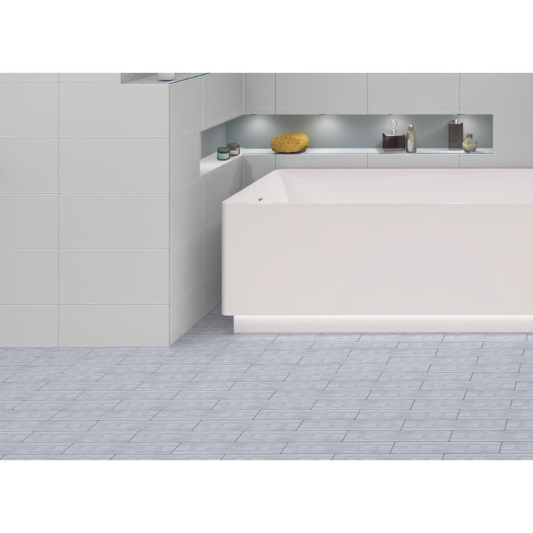 Kendel 3'' x 14'' Gray Glass Wood Look Subway Tile