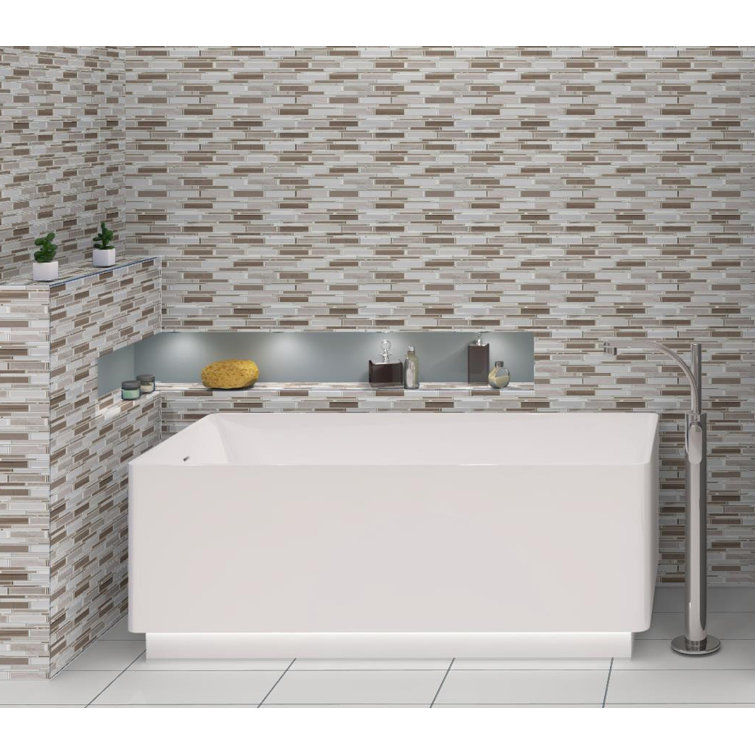 Knoll Beige Glossy Marble Mosaic Tile for Kitchen and Bathroom