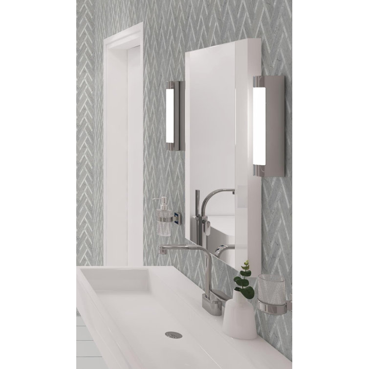 Skylar Polished White Marble Chevron Mosaic Tile
