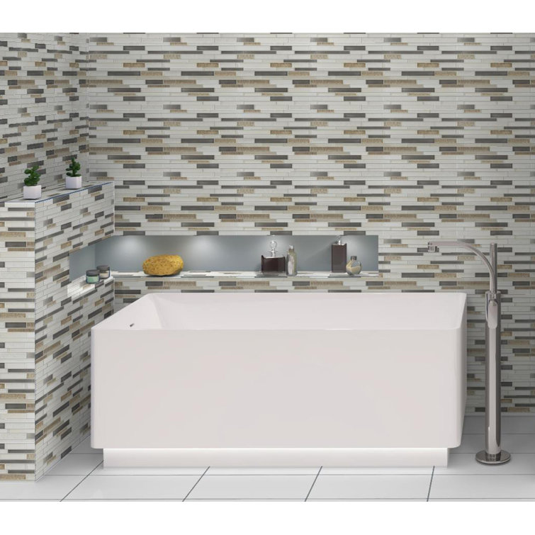 Reign Black and White Glass Mosaic Tile Sheet